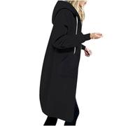 Ybing Felpa da donna, lunga, casual, tinta unita, slim fit, sportiva, con cerniera, calda, per il tempo libero, S-5XL, Nero , 5XL