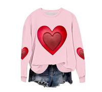 Ybing Felpa da donna per San Valentino, senza cappuccio, con stampa a cuore, per autunno e inverno, casual, con scollo rotondo, a maniche lunghe, comoda maglietta sportiva basic top streetwear, Colore