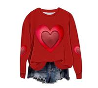 Ybing Felpa da donna per San Valentino, senza cappuccio, con stampa a cuore, per autunno e inverno, casual, con scollo rotondo, a maniche lunghe, comoda maglietta sportiva basic top streetwear, Colore