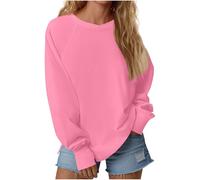 Ybing Felpa da donna senza cappuccio, casual, tinta unita, con foro per il pollice, maniche lunghe, girocollo, camicetta a maniche lunghe, comoda, basic, Colore: rosa., XXL