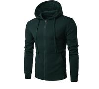 Ybing Felpa da uomo in tinta unita con cerniera, leggera, con cappuccio, elegante, con tasche, slim fit, college, giacca sportiva, #01 verde militare., XXL