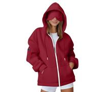 Ybing Felpa da viaggio da donna con maschera per gli occhi integrata, comoda modalità aeronautica, da viaggio, con cerniera, elegante, tinta unita, felpa con cappuccio, oversize, giacca sportiva con