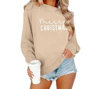 Ybing Felpa natalizia da donna senza cappuccio, elegante maglione natalizio allentato, scollo rotondo, maglione natalizio caldo, maglione autunnale e invernale, comoda maglietta a maniche lunghe