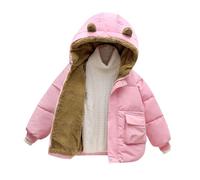 Ybing Giacca invernale da ragazza, calda Sherpa, foderata, casual, tinta unita, imbottita, giacca in pile Kawaii, con orecchie da orso, chiusura lampo, parka con cappuccio, comoda giacca trapuntata