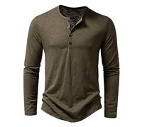Ybing Maglia a maniche lunghe da donna, casual, vintage, tinta unita, con bottoni, scollo rotondo, leggera, retrò, a maniche lunghe, in cotone, comoda, per il tempo libero, verde militare, S