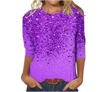 Ybing Maglia a maniche lunghe da donna con stampa glitterata, a maniche lunghe, casual, girocollo, leggera, a maniche lunghe, a maniche lunghe, sottile, per adolescenti, ragazze, basic in cotone, #01
