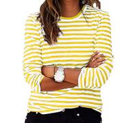 Ybing Maglia a maniche lunghe da donna Y2K a righe, casual, girocollo, a maniche lunghe, leggera, comoda, sportiva, in cotone, a maniche lunghe, #02 giallo, XL