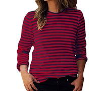 Ybing Maglia a maniche lunghe da donna Y2K a righe, casual, girocollo, a maniche lunghe, leggera, comoda, sportiva, in cotone, a maniche lunghe, #03 P-ink, M