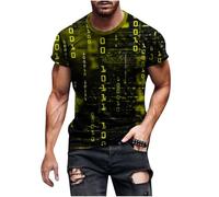 Ybing Maglietta sportiva da uomo, con stampa digitale 3D, Y2K, con scollo a O, camicetta estiva, classica, a maniche corte, leggera, comoda, taglie forti, top basic M-5XL, giallo., XL