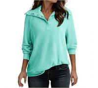 Ybing Maglione da donna, elegante, lavorato a maglia, jacquard, leggero, con bottoni, tinta unita, a coste, a maniche lunghe, morbido, a maniche lunghe, larga, comoda, verde, XL