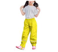 Ybing Pantaloni da pioggia per bambini, unisex, impermeabili e antivento, traspiranti, da fango, sfoderati, arcobaleno, da sci, per ragazze e ragazzi, #02 giallo, 4 anni
