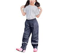 Ybing Pantaloni da pioggia per bambini, unisex, impermeabili e antivento, traspiranti, da fango, sfoderati, arcobaleno, da sci, per ragazze e ragazzi, #03 Marine, 4 anni