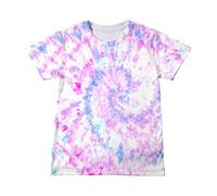 Ybing Tie Dye - Maglietta da bambina 3D colorata Batik Y2K Basic con scollo a O, in cotone, a maniche corte, leggera, sportiva, comoda maglietta a maniche corte, viola., 130