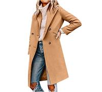 Ybing Trench Coat - Cappotto lungo da donna, elegante, sottile, con bottoni a doppia fila, tinta unita, cappotto invernale comodo, parka invernale a maniche lunghe, giacca a vento, cachi, L