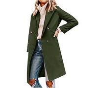 Ybing Trench Coat - Cappotto lungo da donna, elegante, sottile, con bottoni a doppia fila, tinta unita, cappotto invernale comodo, parka invernale a maniche lunghe, giacca a vento, verde, 3XL