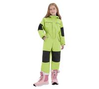 Ybing Tuta da neve per bambini, calda, unisex, per l'inverno, per attività all'aperto, classica, con cappuccio, impermeabile, antivento, termica, #02 verde, 8-9 Jahre