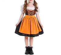 Ybing Vestito Dirndl da ragazza, Oktoberfest, carnevale, Dirndl, vestito tradizionale bavarese, abito tradizionale Dirndl, grembiule per bambini, costume da dirndl per ragazze, Colore: arancione., XL