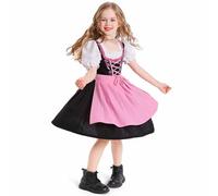 Ybing Vestito Dirndl da ragazza, Oktoberfest, carnevale, Dirndl, vestito tradizionale bavarese, abito tradizionale Dirndl, grembiule per bambini, costume da dirndl per ragazze, Colore: rosa., S