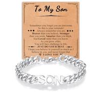 YBISNAIRE Regali per figlio, alla moda, braccialetti cubani per figlio, regalo di mamma papà, regalo unico per compleanno, Natale, laurea, per uomini, ragazzi e figli, Argento