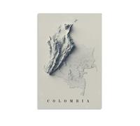 YBJDLO Poster con mappa della Colombia in rilievo vintage, decorazione per camera da letto, soggiorno, decorazione artistica da parete estetica moderna, regalo per letto degli amici, senza cornice, 40