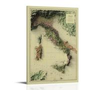 YBJDLO Poster vintage con mappa in rilievo dell'Europa e dell'Italia, decorazione artistica da parete moderna estetica da parete, regalo per letto degli amici, 30 x 45 cm