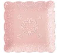 YBK Tech - Piatto da dessert in porcellana, elegante, quadrato, in rilievo, per la colazione e il tè pomeridiano, 20,3 cm, colore: Rosa