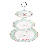 YBK Tech - Supporto per torte in porcellana a 3 ripiani, stile vintage, per dessert, per dolci, per torte, cibo (azzurro)