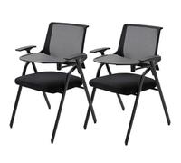 YBNKKUXKN 2pcs Folding Desk Chair Padded Space Saving Metal Frame Rectangular Compact Folding Chair for Meetings Training School(Svart)