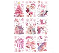 YBNKKUXKN Adesivi per finestre di Natale Adesivi for finestre Natalizi, Adesivi for finestre con Babbo Natale e Renne, offerte, Decorazioni, Decorazioni for Interni ed Esterni, Rosa