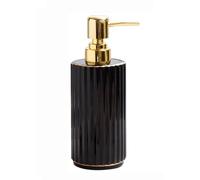 YBNKKUXKN Banco Dispenser di Sapone Distributore di Sapone in Ceramica, distributore di Sapone in Ceramica, Ricaricabile, Lussuoso Stile a Righe, Adatto Compatible with Bagno/Cucina Bottiglia(Svart)