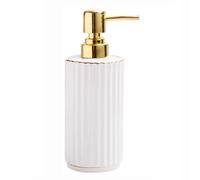 YBNKKUXKN Banco Dispenser di Sapone Distributore di Sapone in Ceramica, distributore di Sapone in Ceramica, Ricaricabile, Lussuoso Stile a Righe, Adatto Compatible with Bagno/Cucina Bottiglia(Wit)