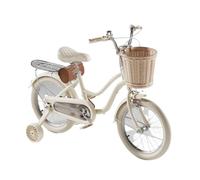 YBNKKUXKN Bici per Bambini Bici for Bambini con Doppio Freno a Mano, for Bambini dai 3 ai 12 Anni, da 12 a 22 Pollici, con Cestino Intrecciato e Ruote ausiliarie. Bike(White1,22inch)