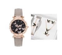 YBNKKUXKN Orologio Donna Orologio da Donna alla Moda, Minimalista, analogico, Set da Donna | Orologi da Regalo in Pelle con Cinturino Rotondo e Comodo da Indossare Ogni Giorno Orologi(Grey)