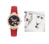YBNKKUXKN Orologio Donna Orologio da Donna alla Moda, Minimalista, analogico, Set da Donna | Orologi da Regalo in Pelle con Cinturino Rotondo e Comodo da Indossare Ogni Giorno Orologi(Rot)
