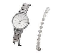 YBNKKUXKN Orologio Donna Set di 2 Orologi e Bracciale da Donna, Classico Orologio analogico in Acciaio Inossidabile con Cristalli, Regalo for Anniversario e Compleanno Orologi(Silver,A)