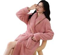 YBNKKUXKN Premium Robes for Women Super Soft Cozy Fleece Womens Robe Plush Long Bathrobe Fleece Nightgown Sleepwear(Roze,M)