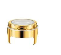 YBNKKUXKN Scaldavivande 2 Pezzi for Buffet Scaldavivande Rotondo in Acciaio Inossidabile con Coperchio Idraulico Trasparente Scaldavivande for Buffet(Gold)