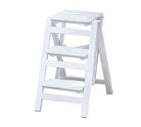 YBNKKUXKN Sgabellos Sgabello Portatile For Scale, Scala Multifunzionale A Tre Gradini, Sedia Pieghevole In Legno, Adatta For Cucina, Studio, Camera Da Letto Scalini(Wit)