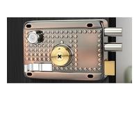 YBNKKUXKN Traditional Nightlatch Electro Brass Finish Standard Security Double Lock Cylinder Interlocking Locking Structure maniglia porta(Right-opening with beveled edge1)