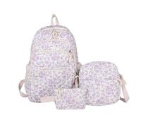 YBNKKUXKN Zaino Set di 3 Zaini Piccoli Floreali, Borsa Portaoggetti di Grande capacità, Zaino Portatile Adatto for Viaggi, Uso Quotidiano E Scuola Cartella(Lila)