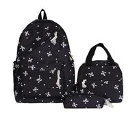 YBNKKUXKN Zaino Zaino con Fiocco 2025, Set da 3 Pezzi for Adolescenti, con Borsa for Il Pranzo e Astuccio. Zaino Bello e Pratico con capacità for Laptop. Cartella(Svart)