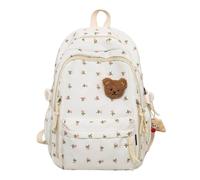 YBNKKUXKN Zaino Zaino Floreale Carino con Orso, Borsa da Scuola for Studenti, Borsa for Laptop Preppy, Adatta for Viaggi quotidiani, Viaggi di Piacere e Ritorno a Scuola. Cartella(Roses)