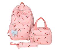 YBNKKUXKN Zaino Zaino for La Scuola da Tre Pezzi con Ciliegie, Set di Zaini for Ragazze Adolescenti, con Porta Pranzo, Astuccio for Matite, Zaino da Viaggio for Laptop, Zaini Casual Cartella(Roze)