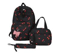 YBNKKUXKN Zaino Zaino for La Scuola da Tre Pezzi con Ciliegie, Set di Zaini for Ragazze Adolescenti, con Porta Pranzo, Astuccio for Matite, Zaino da Viaggio for Laptop, Zaini Casual Cartella(Svart)