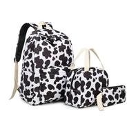 YBNKKUXKN Zaino Zaino for Ragazzi Tie-Dye Rainbow, Tre Pezzi, Zaino Scolastico, Zaino for Libri, Set con Porta Pranzo e Astuccio, Zaino da Viaggio for Laptop, Zaino Casual Cartella(Cow Print)