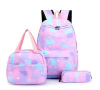 YBNKKUXKN Zaino Zaino for Ragazzi Tie-Dye Rainbow, Tre Pezzi, Zaino Scolastico, Zaino for Libri, Set con Porta Pranzo e Astuccio, Zaino da Viaggio for Laptop, Zaino Casual Cartella(Lila)