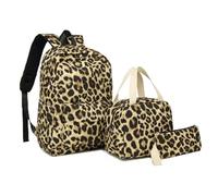 YBNKKUXKN Zaino Zaino for Ragazzi Tie-Dye Rainbow, Tre Pezzi, Zaino Scolastico, Zaino for Libri, Set con Porta Pranzo e Astuccio, Zaino da Viaggio for Laptop, Zaino Casual Cartella(Leopard Print)