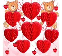 YBwanli Decorazioni per San Valentino, simpatico orso a forma di cuore e ali d'angelo, turbinio sospeso a forma di cuore, amore romantico, fidanzamento, forniture per anniversario di matrimonio