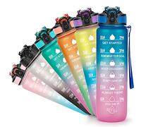 YC Kitchen Borraccia 1 Litro Motivazionale con Segnatempo, Bottiglia Sportiva Senza BPA a Prova di Perdite con Cannuccia