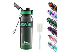 YC Kitchen Borraccia Motivazionale 1L - Borraccia 1 litro, Bottiglia d'acqua Sportiva senza-BPA Con spazzolino per la pulizia e trasporto cinghia (verde scuro)